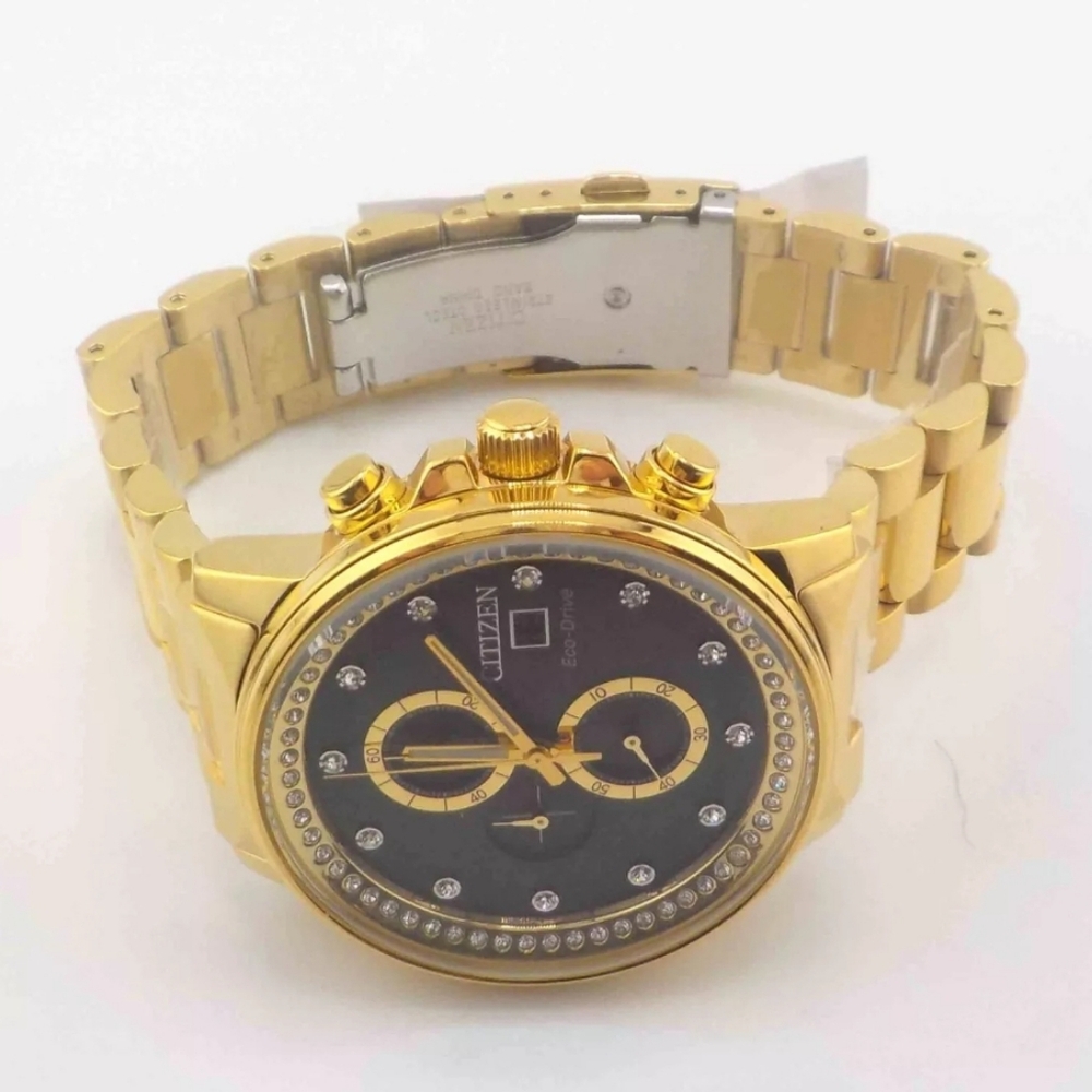 ***BRAND NEW*** Citizen Eco-Drive Nighthawk Crystal Accent Gold-Tone Chronograph - Picture 6 of 10